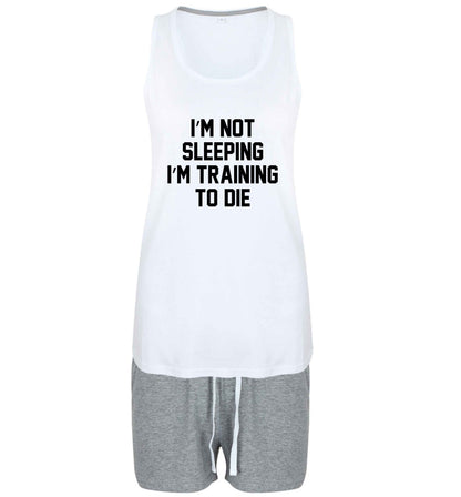 I'm not sleeping I'm training to die size XL women's pyjama shorts set in pink 