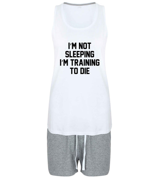 I'm not sleeping I'm training to die size XL women's pyjama shorts set in pink 