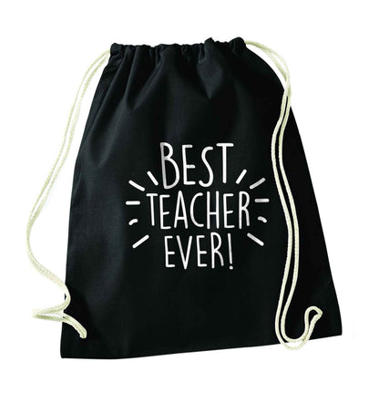 Best teacher ever! black drawstring bag