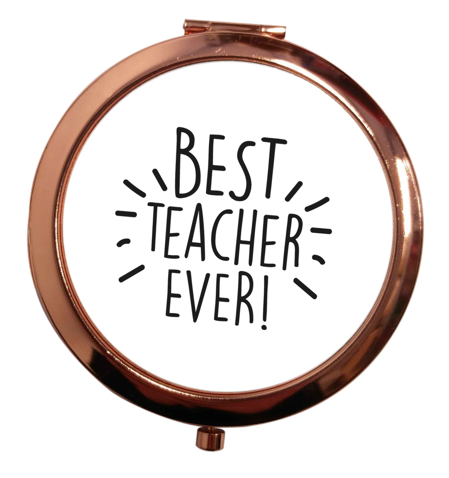 Best teacher ever! rose gold circle pocket mirror