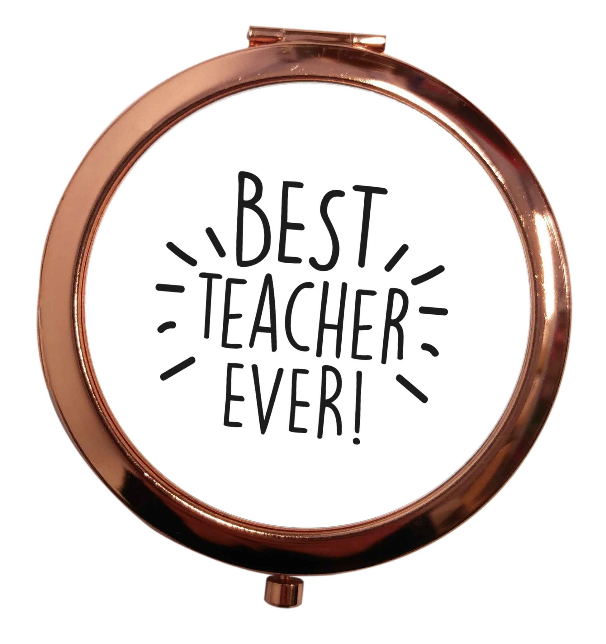 Best teacher ever! rose gold circle pocket mirror