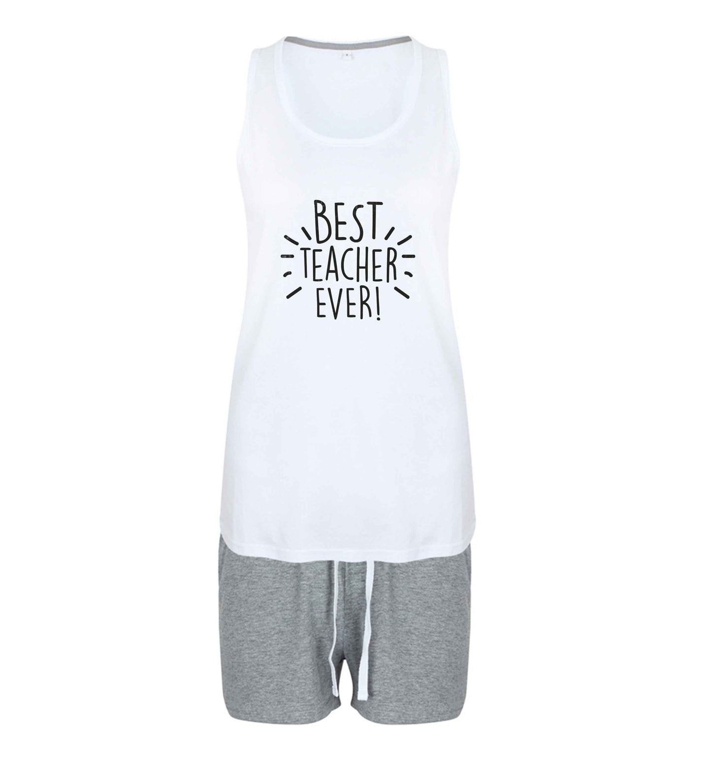 Best teacher ever! size XL women's pyjama shorts set in pink 