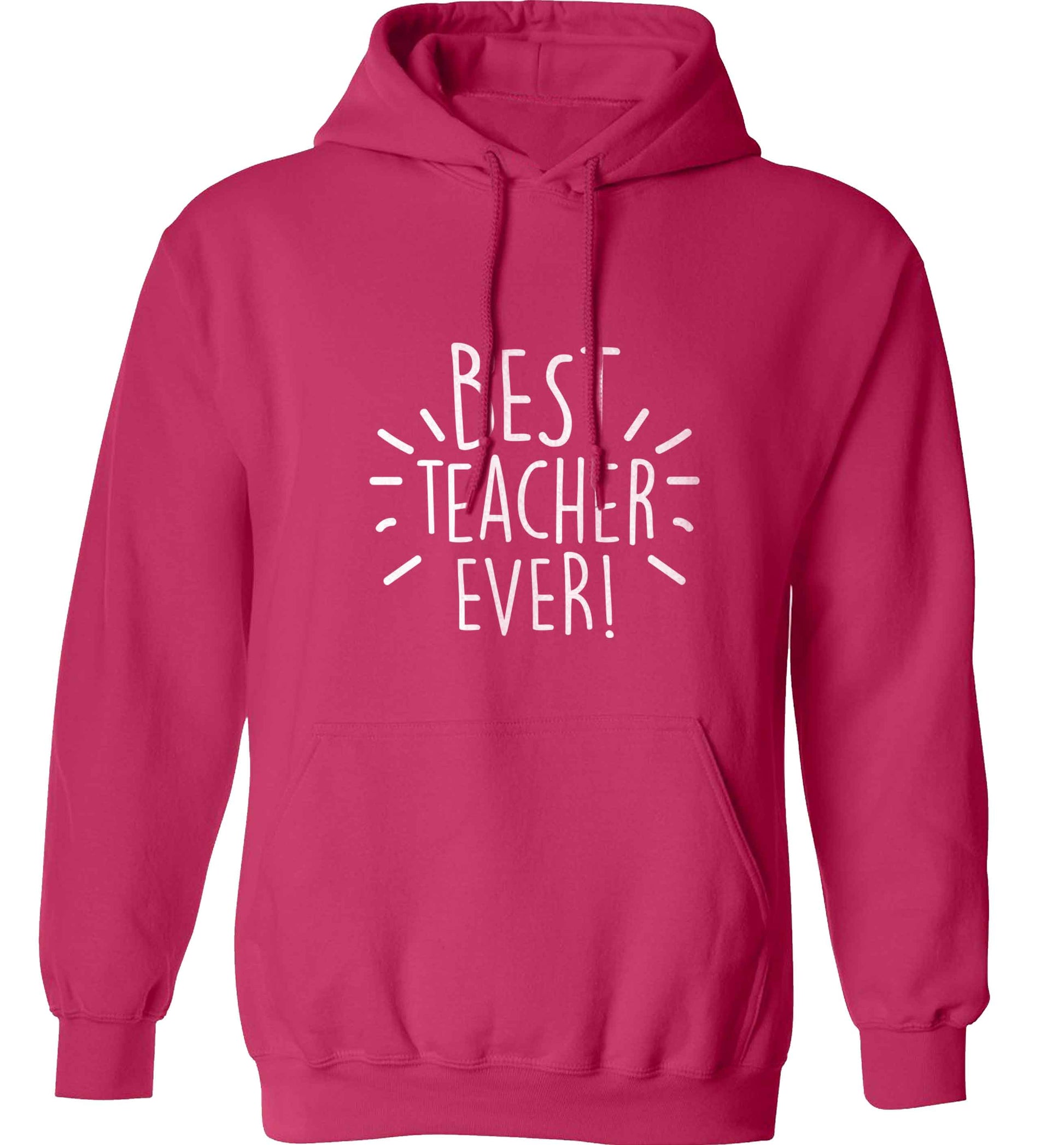 Best teacher ever! adults unisex pink hoodie 2XL