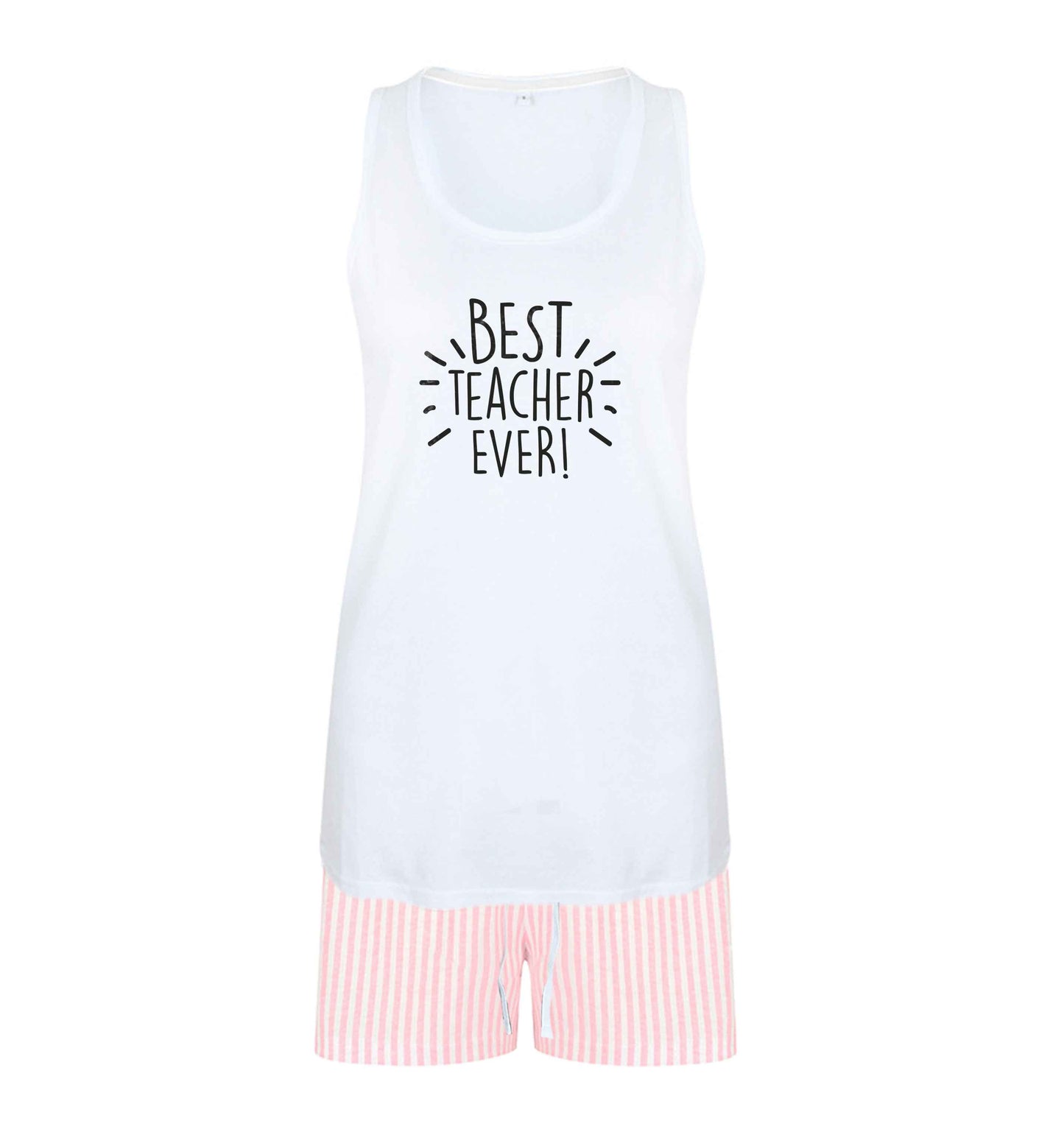 Best teacher ever! size XL women's pyjama shorts set in pink 