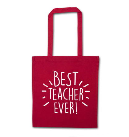 Best teacher ever! red tote bag