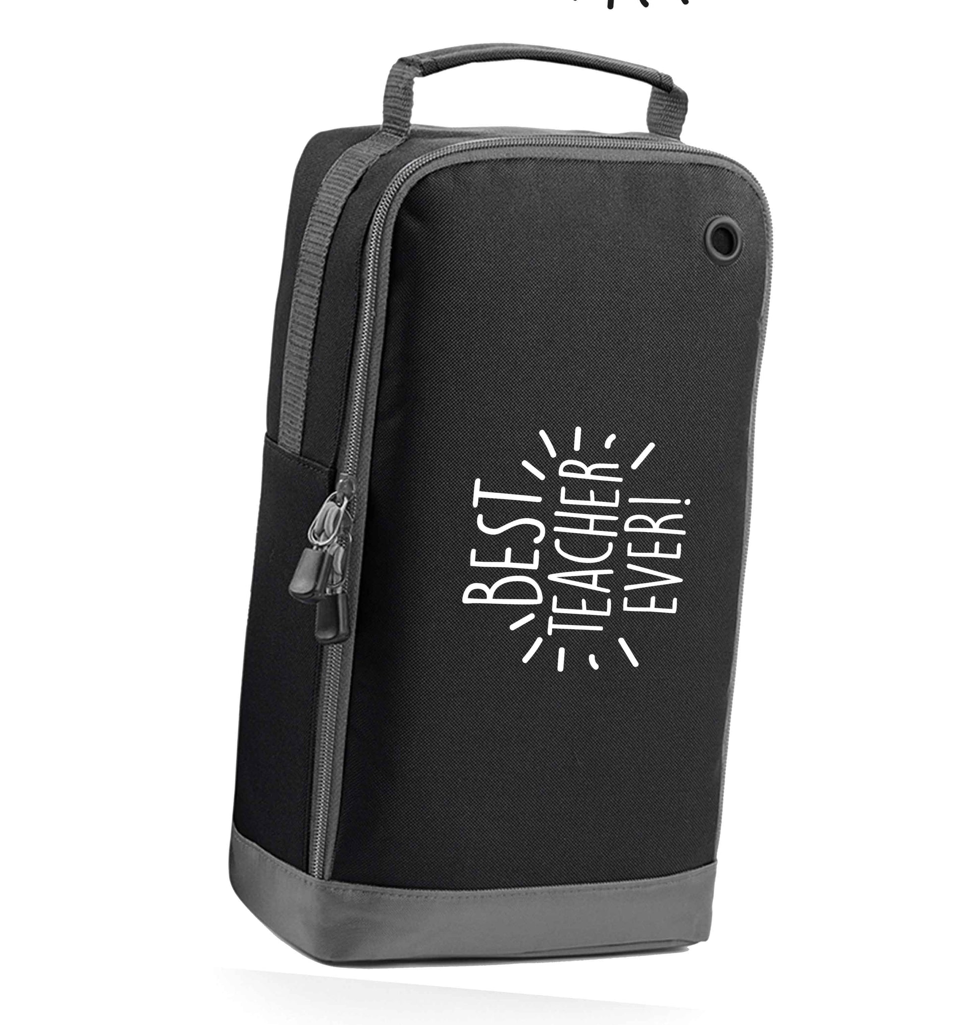 Best teacher ever! black sports shoe bag horizontal print
