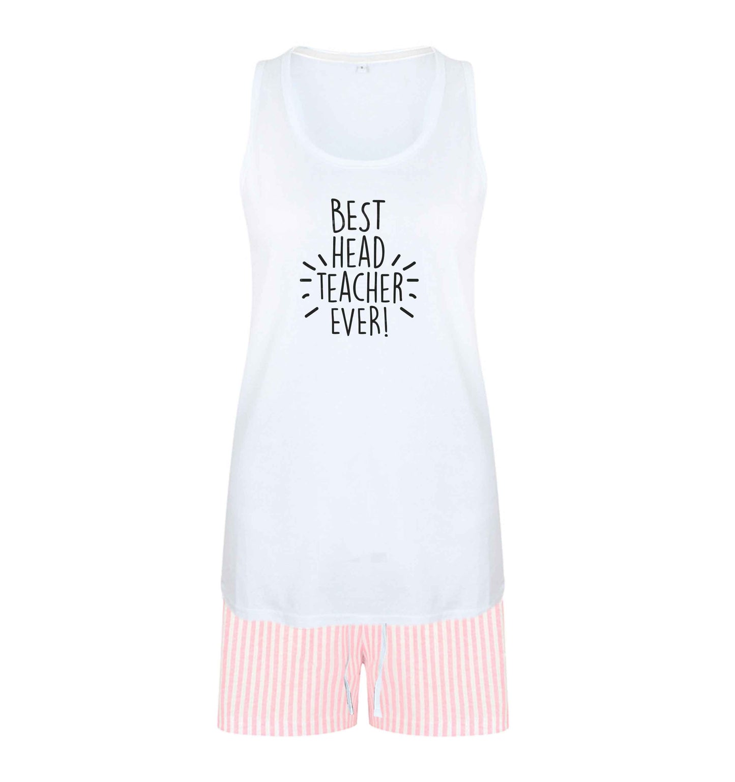 Best head teacher ever! size XL women's pyjama shorts set in pink 