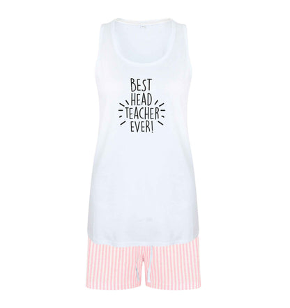 Best head teacher ever! size XL women's pyjama shorts set in pink 