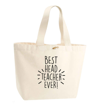 Best head teacher ever! organic cotton premium tote bag with wooden toggle in natural