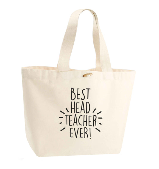 Best head teacher ever! organic cotton premium tote bag with wooden toggle in natural