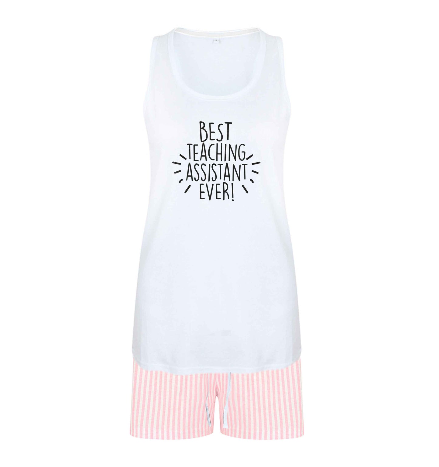 Best teaching assistant ever! size XL women's pyjama shorts set in pink 