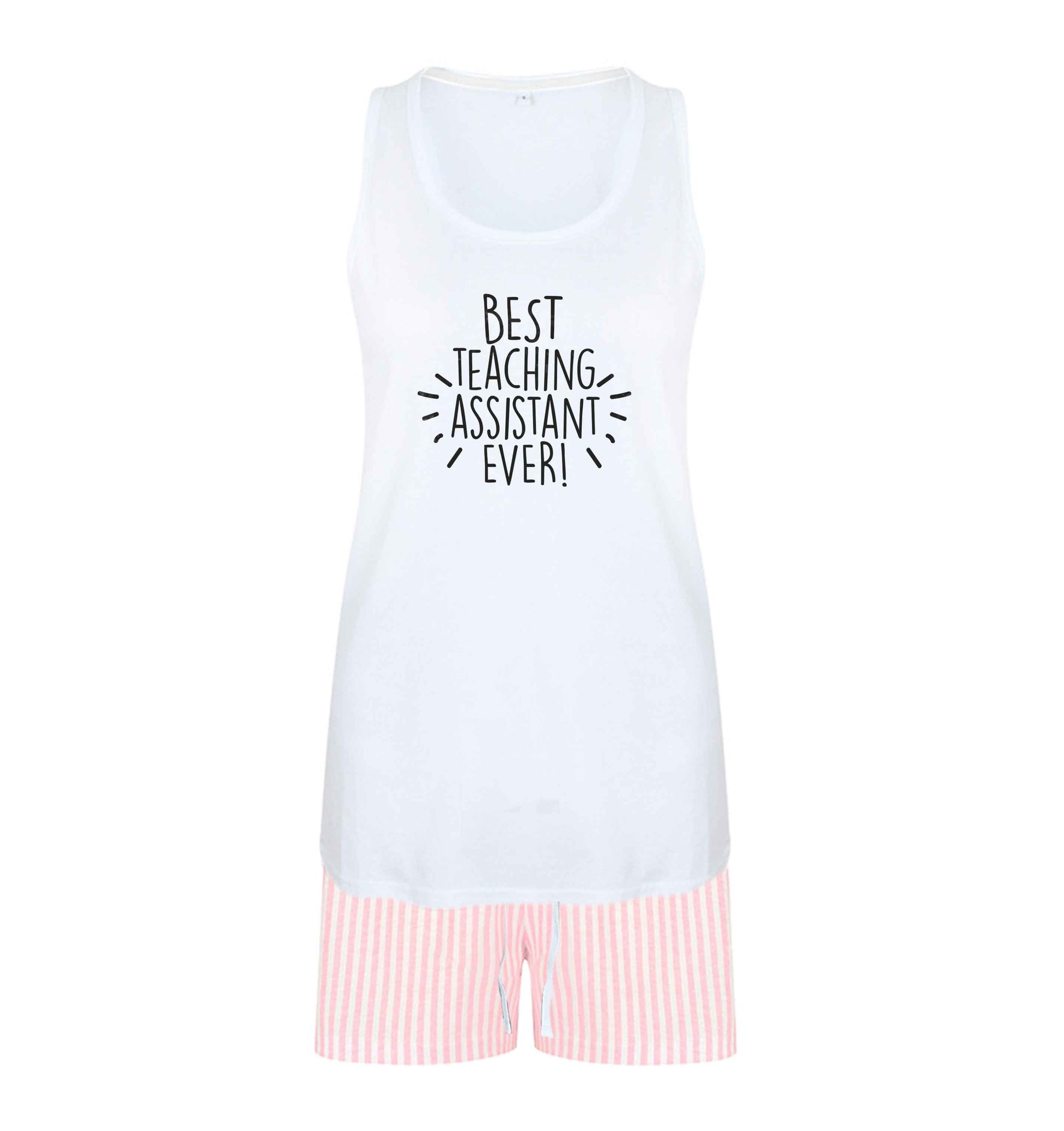 Best teaching assistant ever! size XL women's pyjama shorts set in pink 