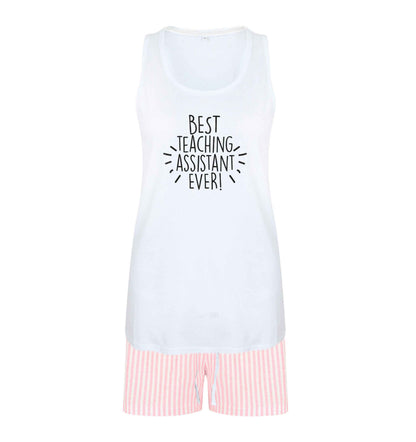 Best teaching assistant ever! size XL women's pyjama shorts set in pink 