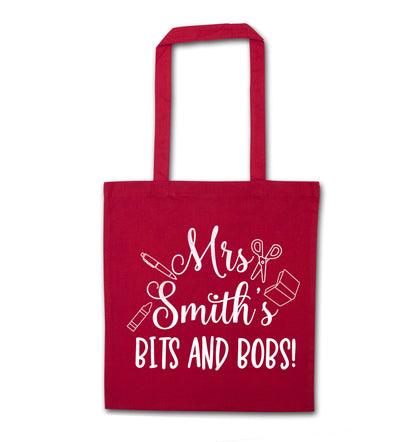 Mrs personalised teachers bits and bobs red tote bag