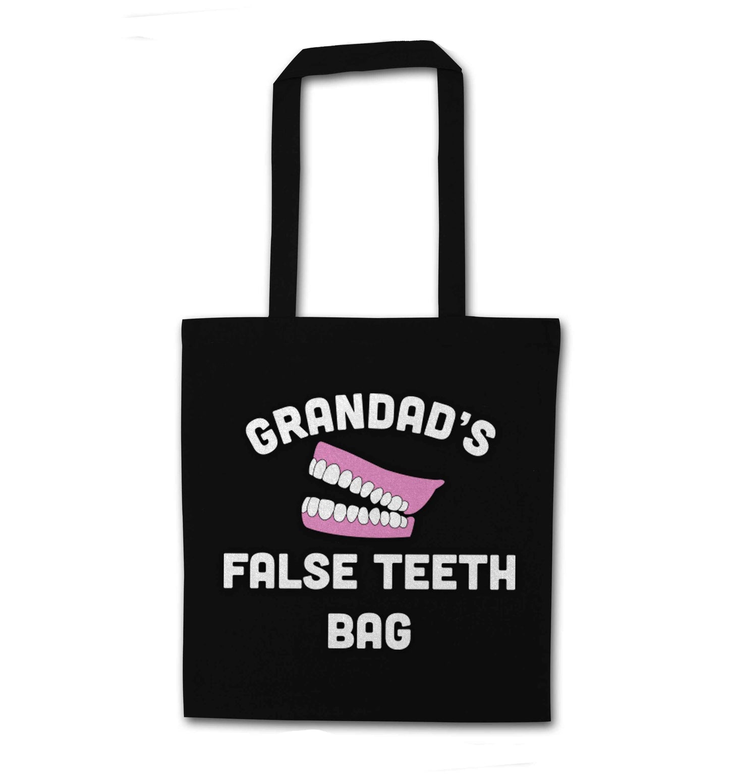 Grandads false teeth bag black tote bag