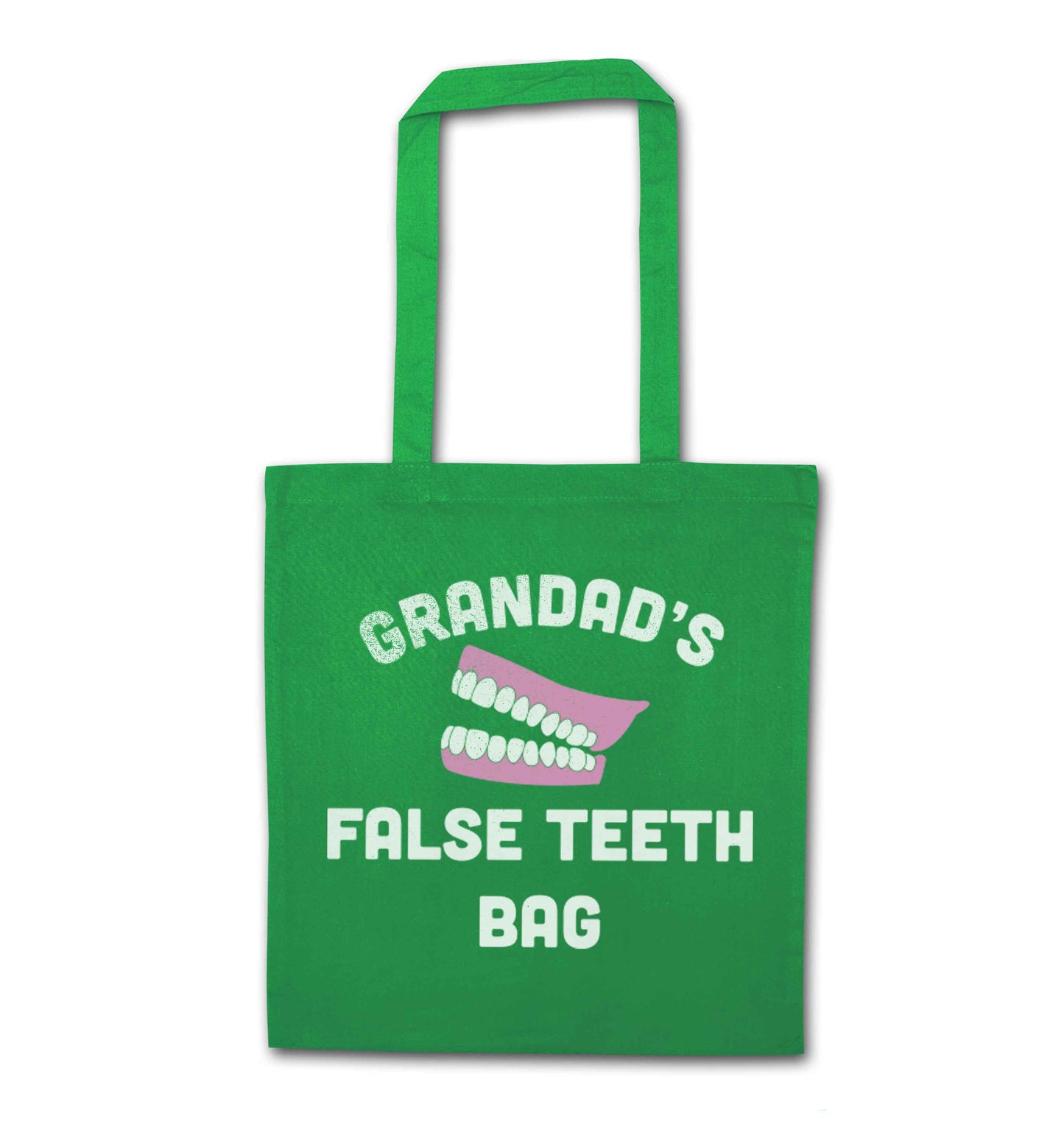 Grandmas false teeth bag green tote bag