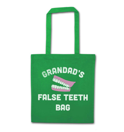 Grandmas false teeth bag green tote bag