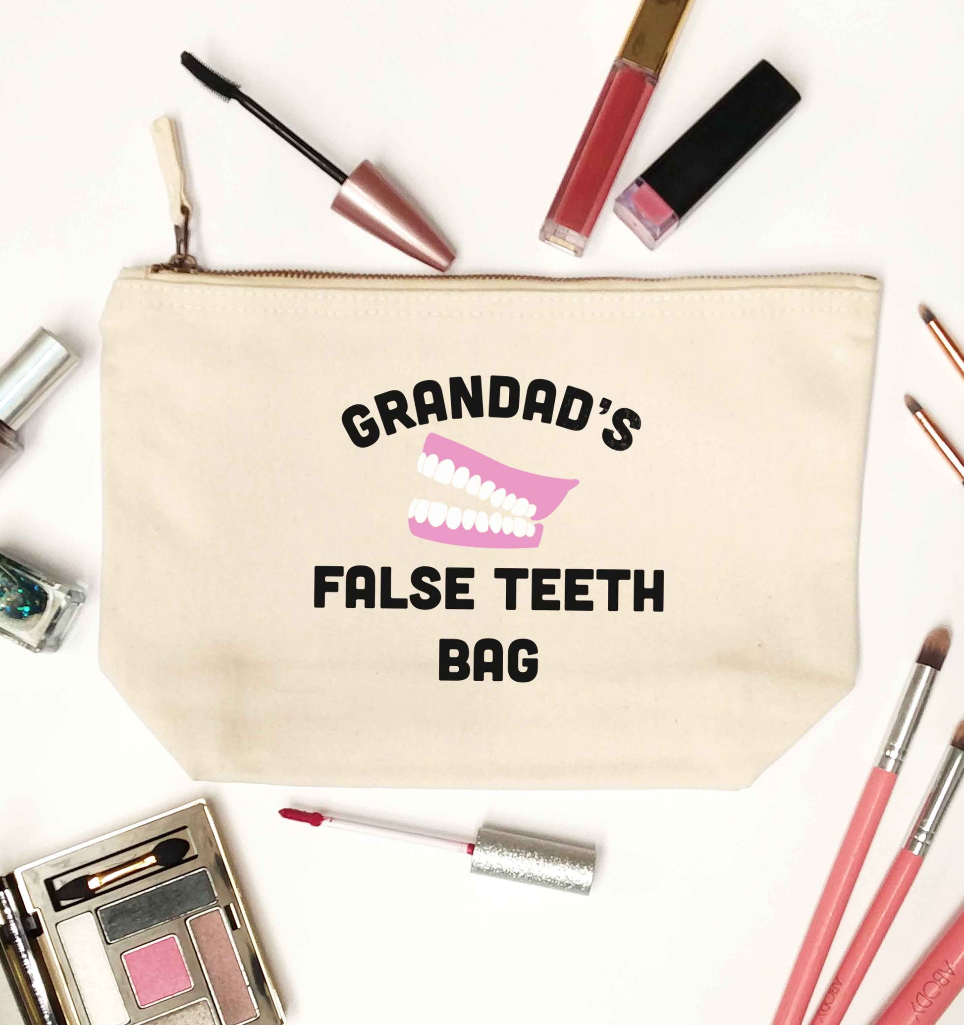Grandads false teeth bag natural makeup bag