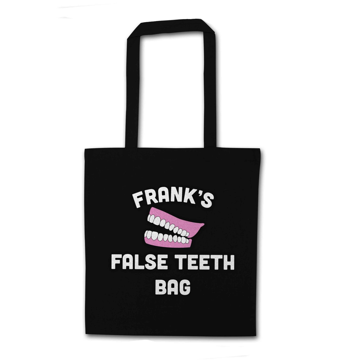 Personalised false teeth bag black tote bag