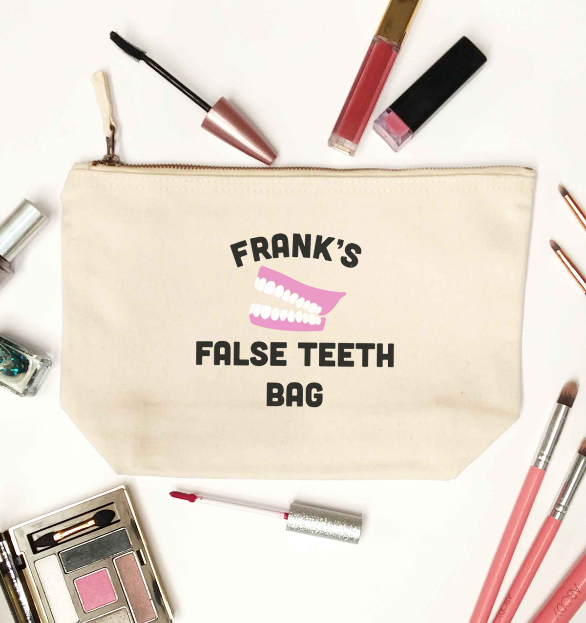 Personalised false teeth bag natural makeup bag