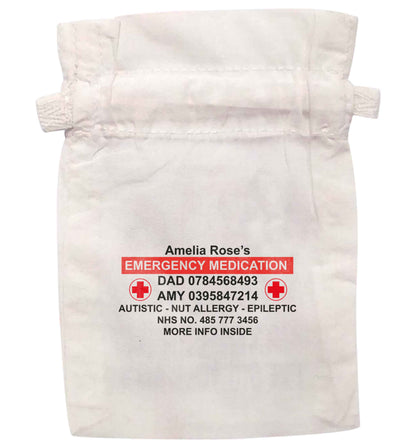 Fully personalised emergency medication bag | XS - L | Pouch / Drawstring bag / Sack | Organic Cotton | Bulk discounts available!