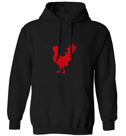 Rooster adults unisex black hoodie 2XL