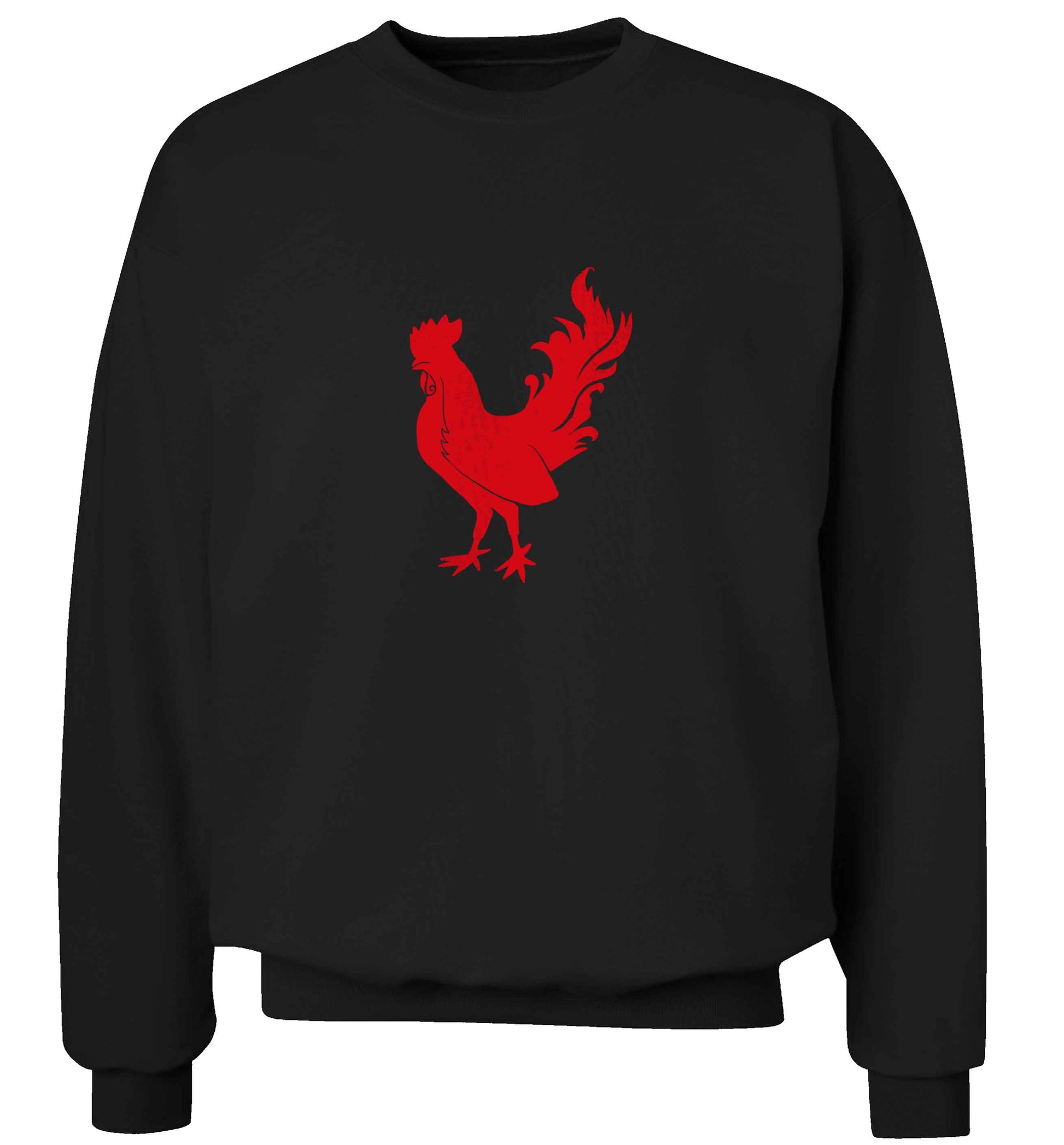 Rooster adult's unisex black sweater 2XL