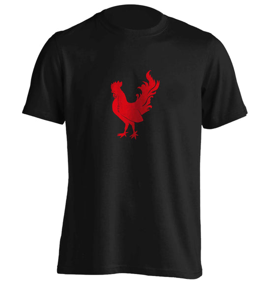 Rooster adults unisex black Tshirt 2XL