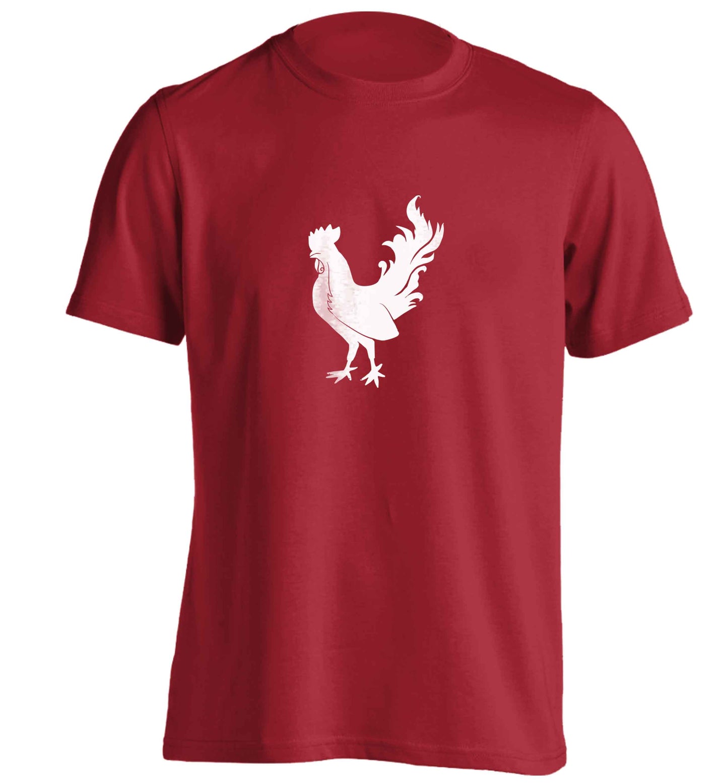 Rooster adults unisex red Tshirt 2XL