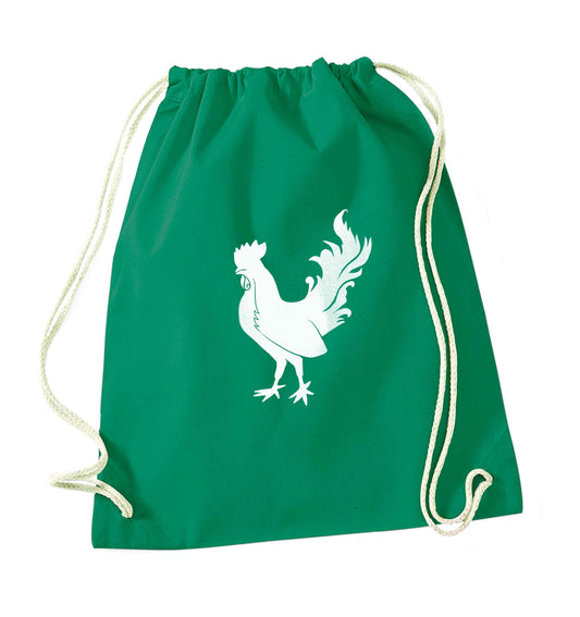 Rooster green drawstring bag