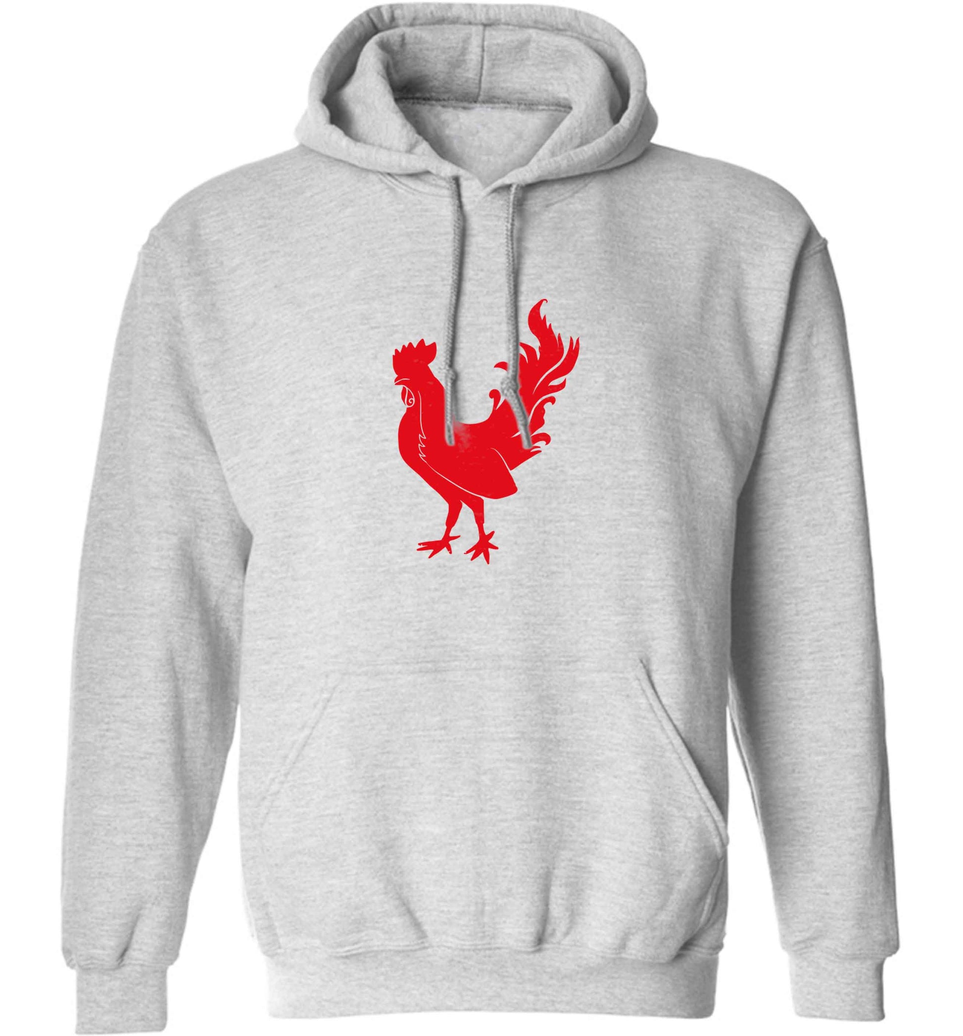 Rooster adults unisex grey hoodie 2XL