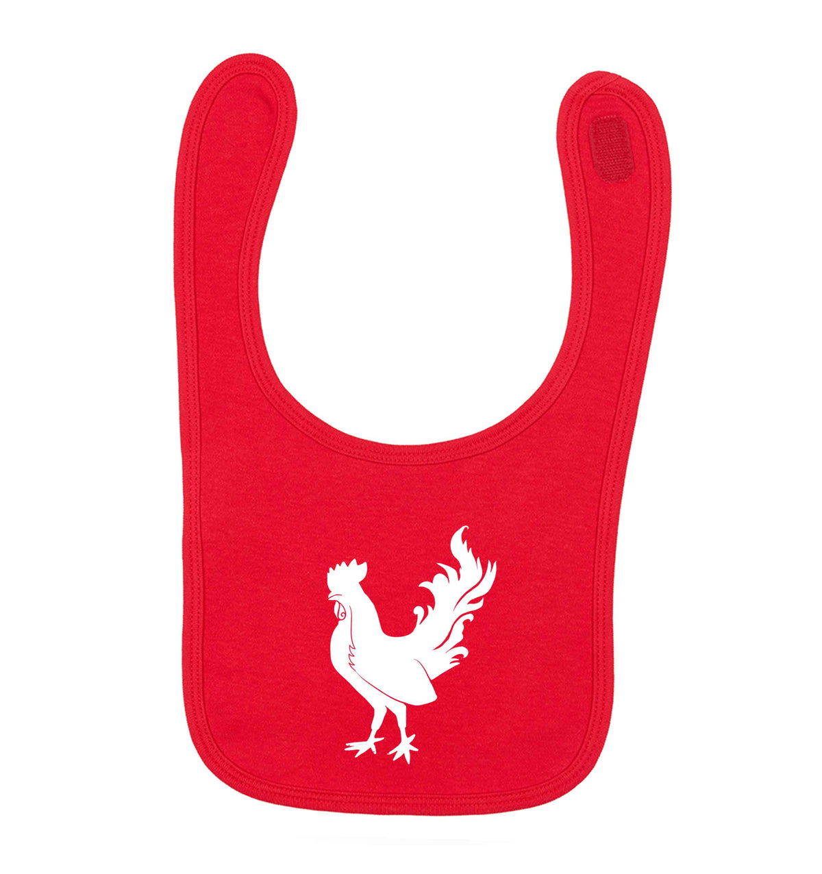 Rooster red baby bib