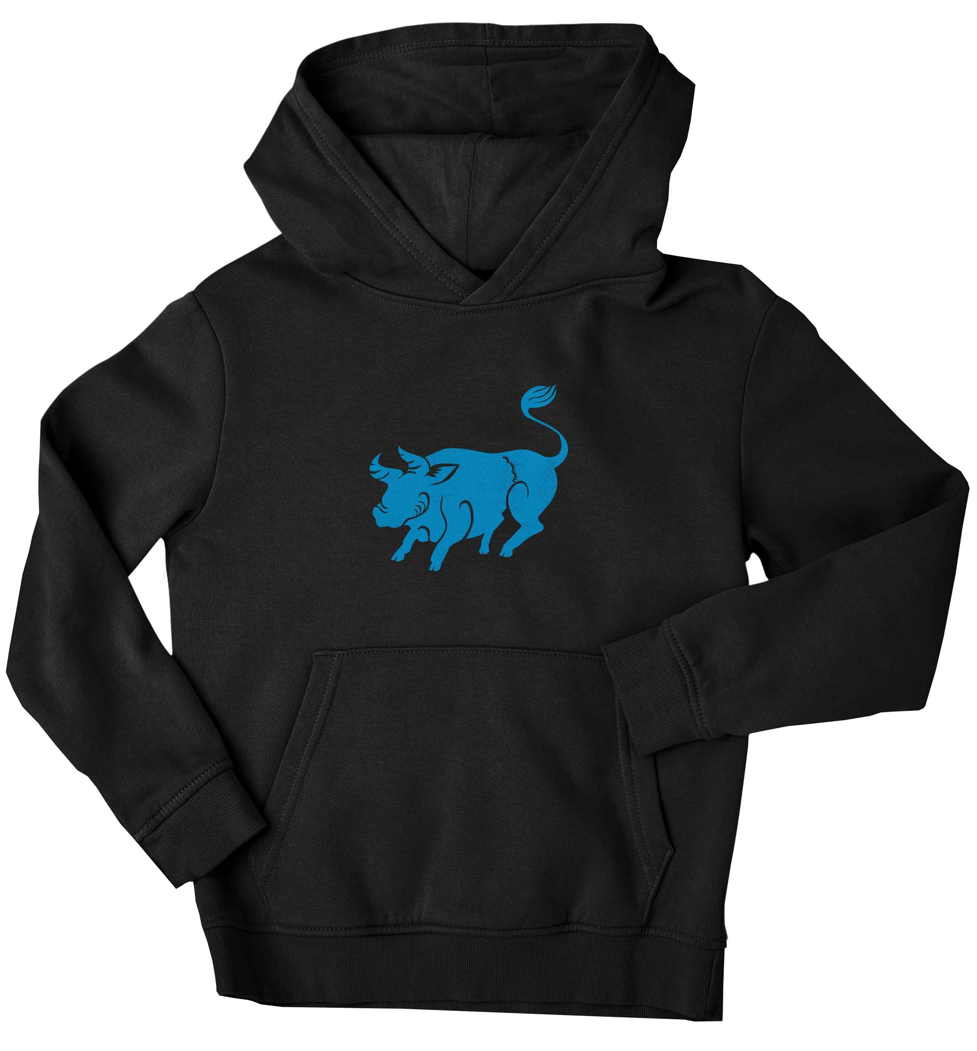 Blue ox children's black hoodie 12-13 Years