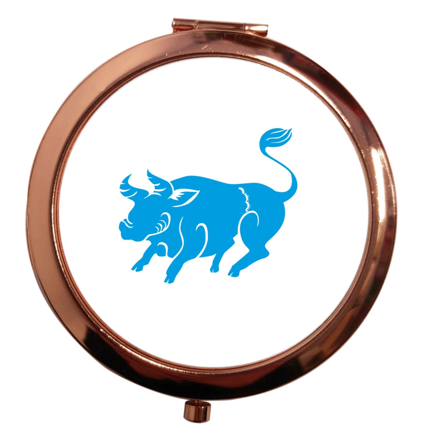 Blue ox rose gold circle pocket mirror