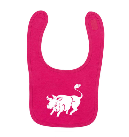 Blue ox dark pink baby bib