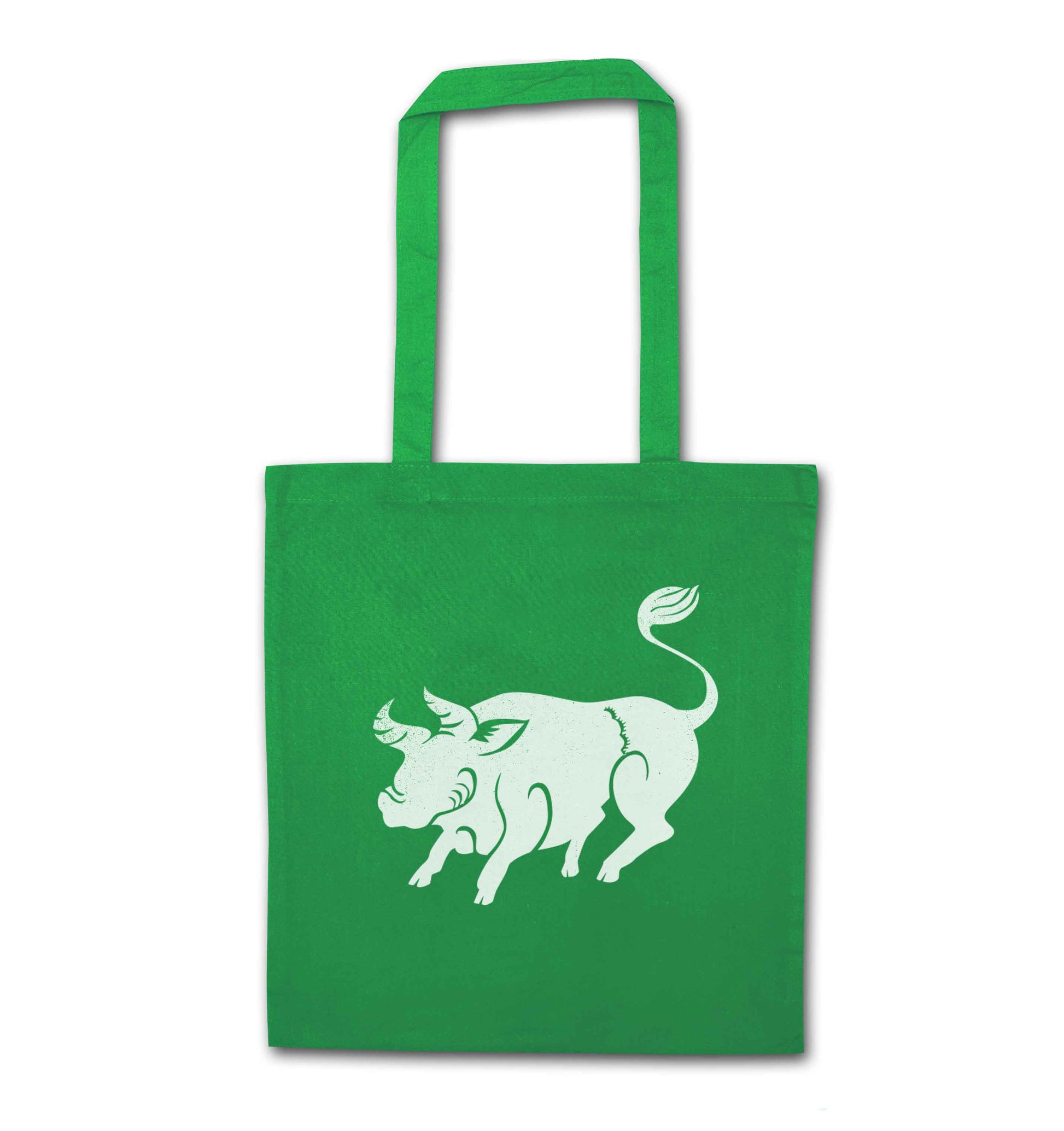 Pig face green tote bag
