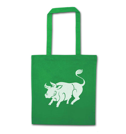 Pig face green tote bag
