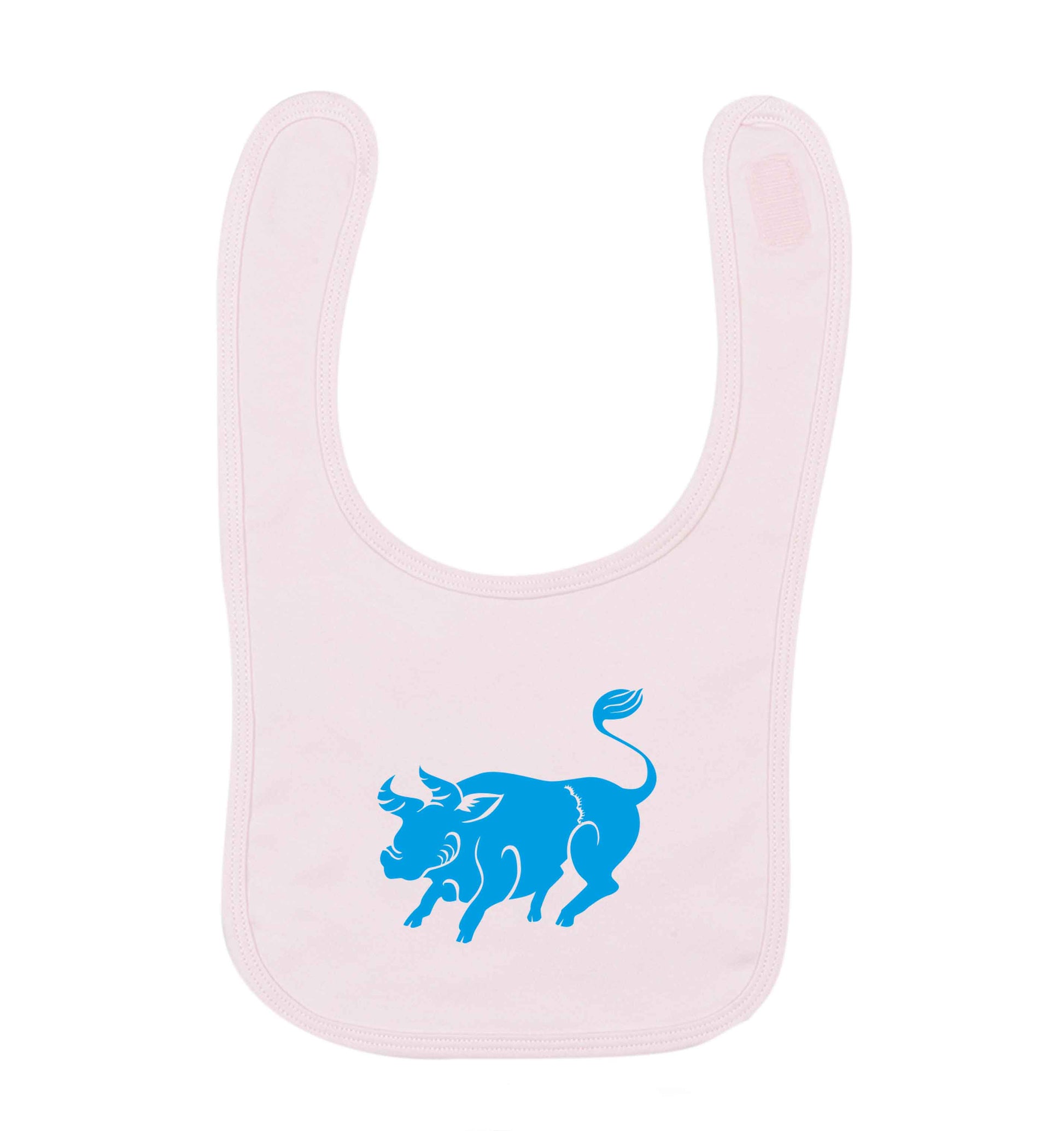 Blue ox pale pink baby bib