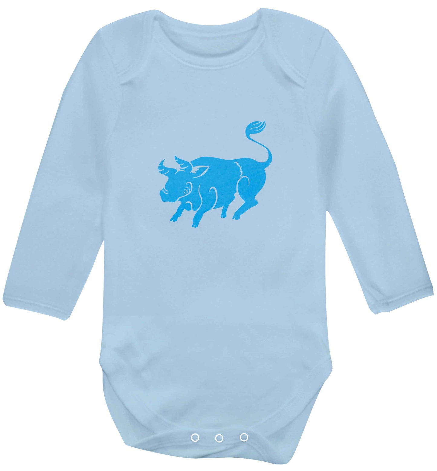 Pig face baby vest long sleeved pale blue 6-12 months