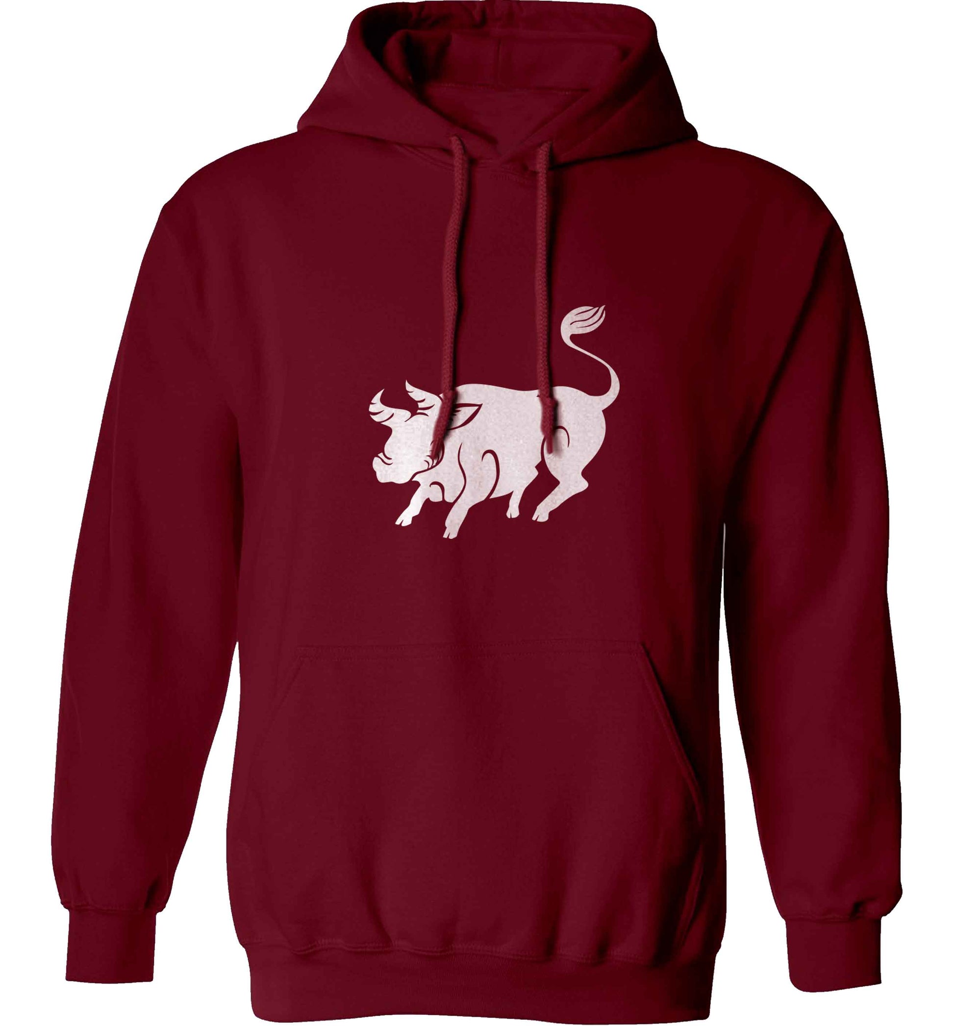 Blue ox adults unisex maroon hoodie 2XL