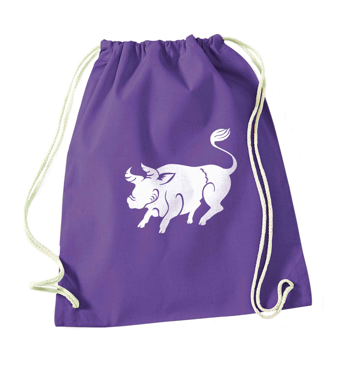 Pig face purple drawstring bag