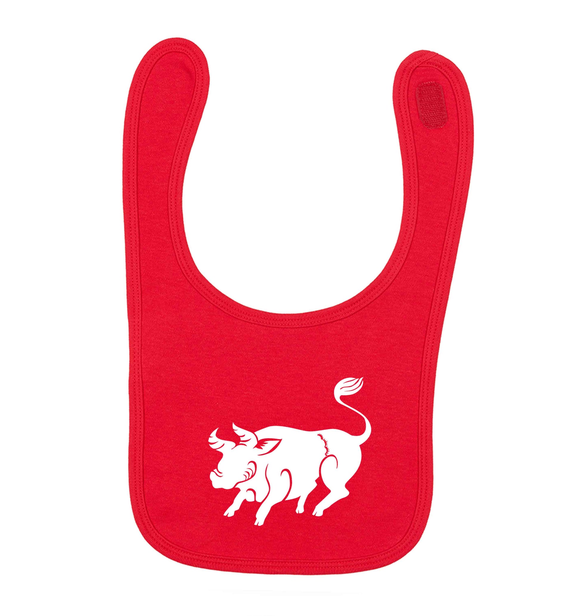 Blue ox red baby bib