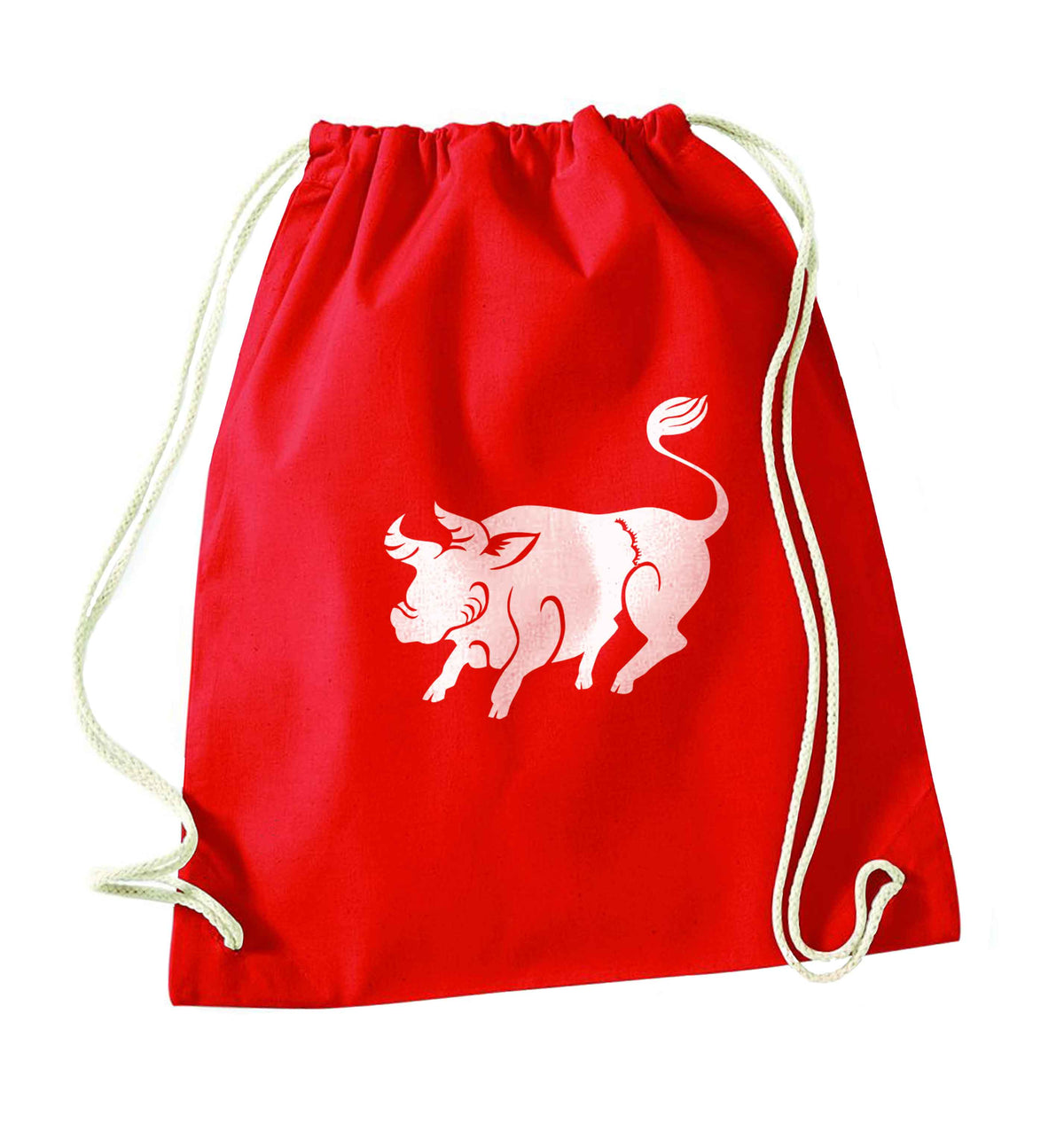Pig face red drawstring bag 