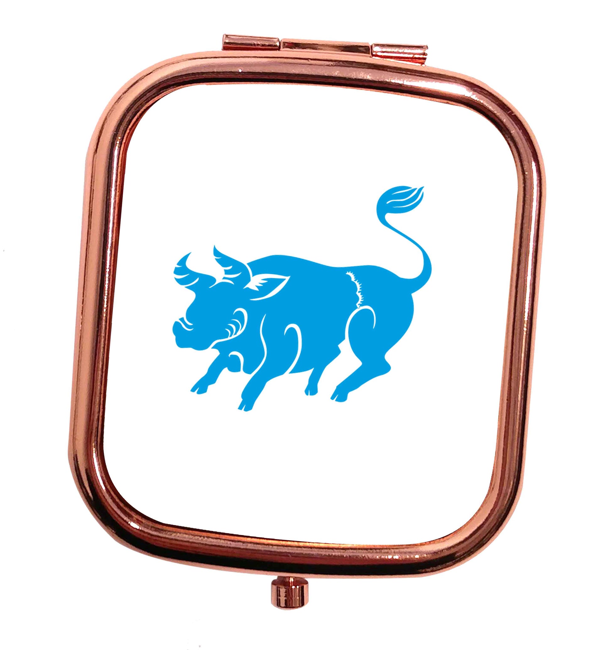 Blue ox rose gold square pocket mirror