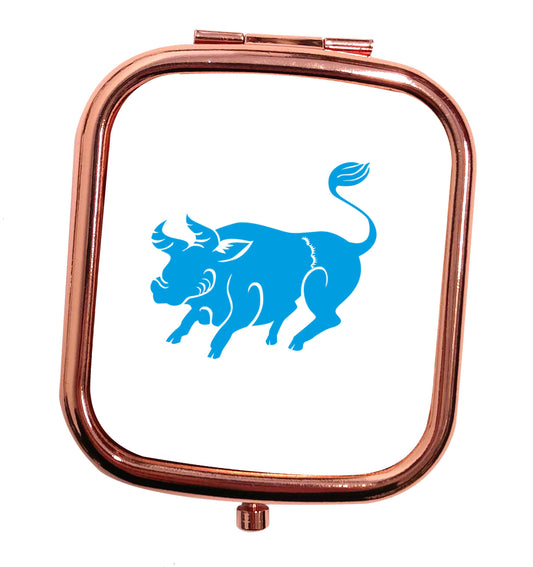 Blue ox rose gold square pocket mirror