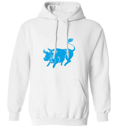 Blue ox adults unisex white hoodie 2XL