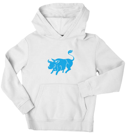Blue ox children's white hoodie 12-13 Years