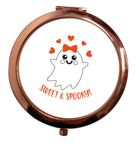 Sweet and spooky rose gold circle pocket mirror