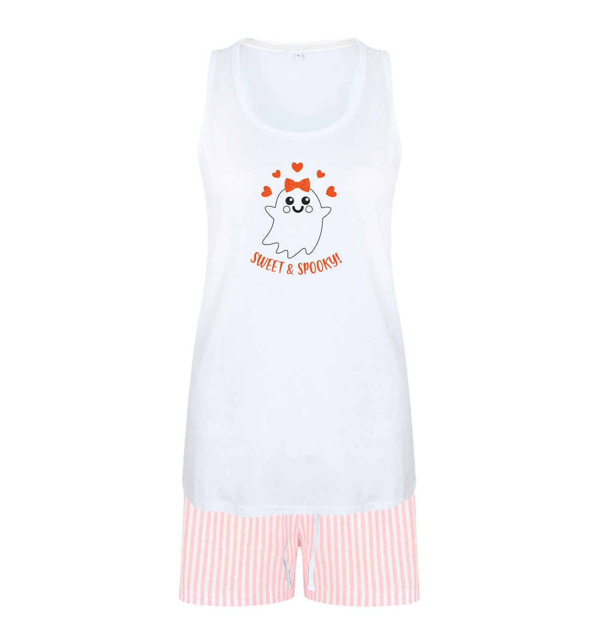 Sweet and spooky size XL women's pyjama shorts set in pink 