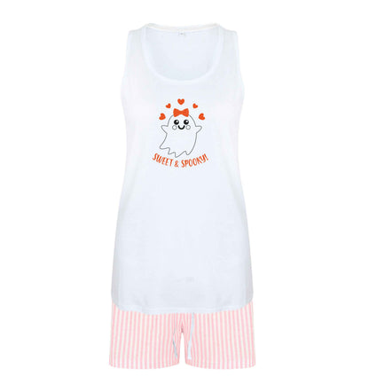 Sweet and spooky size XL women's pyjama shorts set in pink 